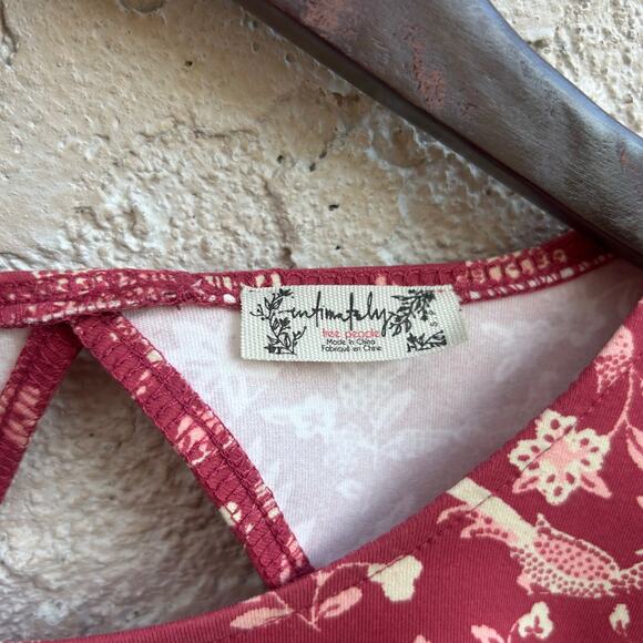 Free People Intimately Floral Backless Tie Back Bodysuit Red Size S - Picture 3 of 4